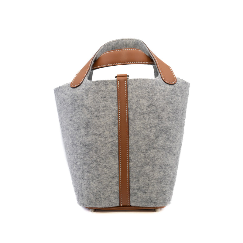 Picotin Lock 18 Feutre/Swift Gris Clair/Gold PHW Y Stamp - L'UXE LINK