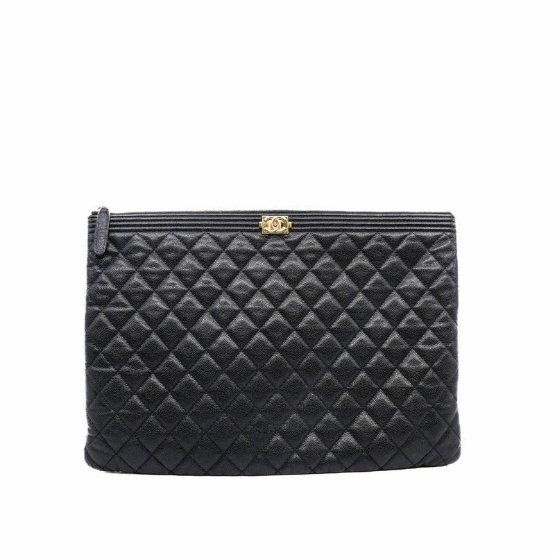 Large Boy O-Case Clutch In Black Caivar Lether Seri 24