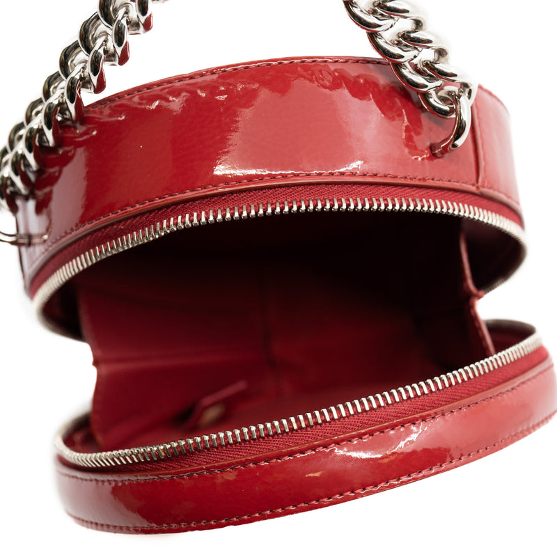 Red Patent Leather Round As Earth Evening Handbag With Chain PHW Seri 26 - L'UXE LINK