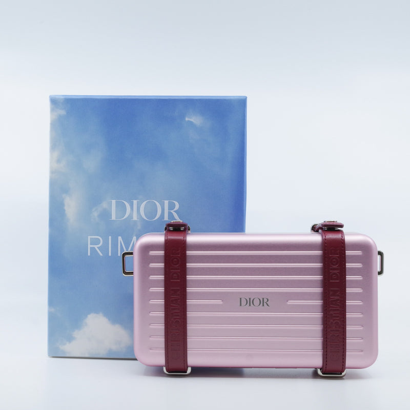 Dior X Rimowa Aluminum Rose Pink Clutch Bag PHW With Strap - L'UXE LINK