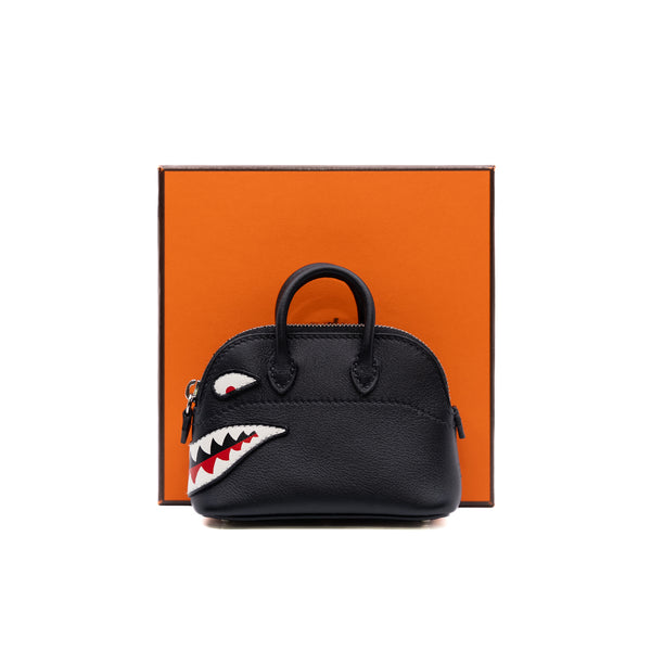mini bolide shark bag charm black/white phw