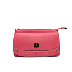 Studded Flap Shoulder Bag  Leather Pink GHW - L'UXE LINK