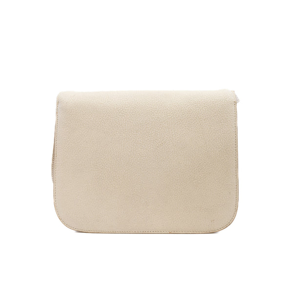 Medium Milky White Classic Box Calfskin Leather Bag GHW - L'UXE LINK