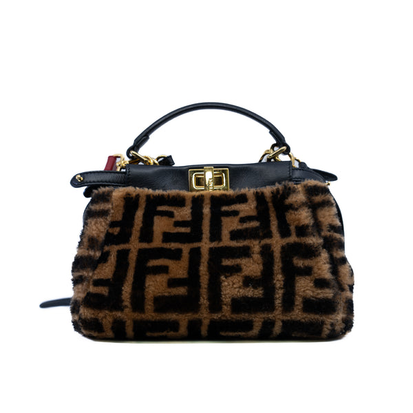 Mini Peekaboo Brown Sheepskin Bag GHW With Strap - L'UXE LINK