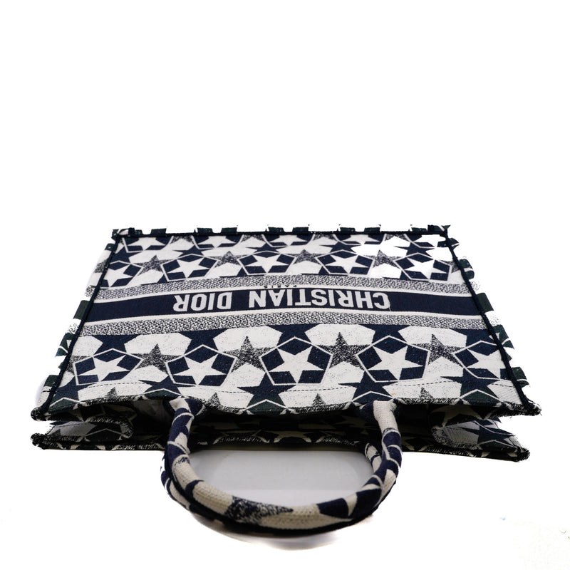 Large Dior Book Tote Blue White Dior toile Embroidery 2021 - L'UXE LINK