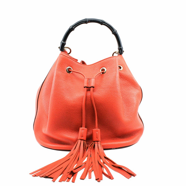 tote bag  medium  with bamboo handle and strap orange