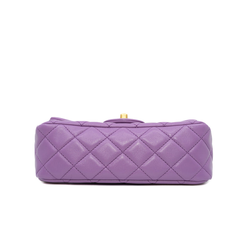 22s Mini Rectangular Pearl Crush In Purple Lambskin Single Flap Bag GHW Seri C9HNXXXX - L'UXE LINK