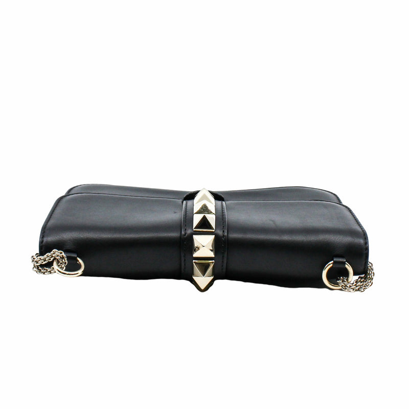 Rockstud Lock  Glam Bag leather black  ghw - L'UXE LINK