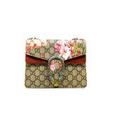 thumbnail small dionysus blooms chain bag in GG/suede pink phw