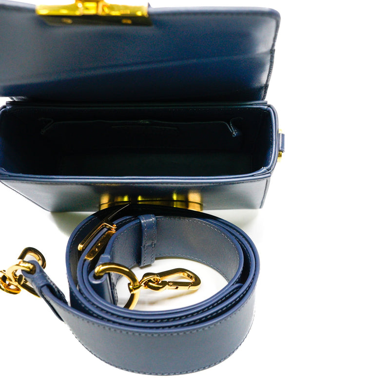 montaigne box mini navy with wide strap leather