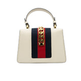 thumbnail small sylvie with top handle in white leather ghw