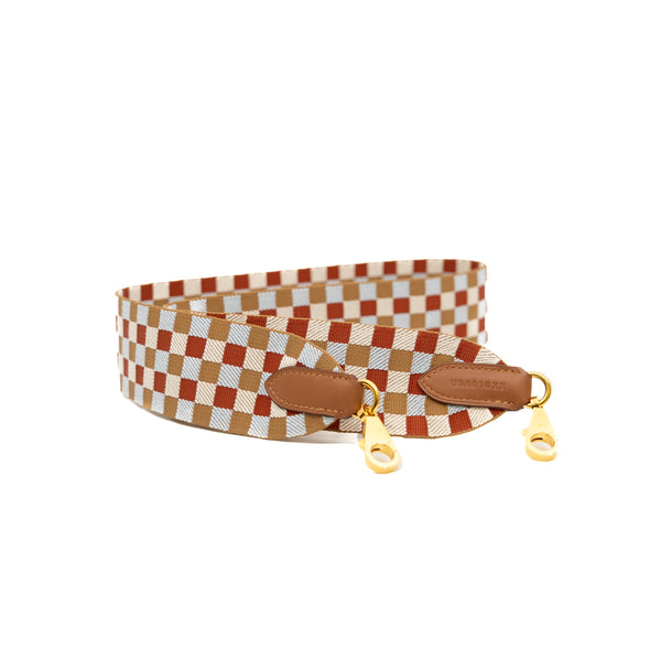 Maxi Quadrille 25 mm bag strap in fabric mix colour GHW