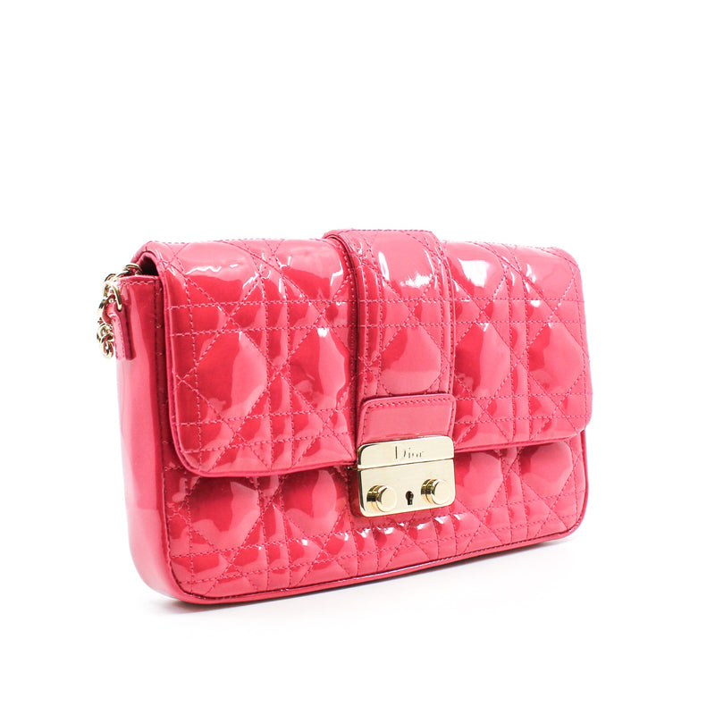 New Lock Cannage Patent Leather Pouch Bag GHW - L'UXE LINK