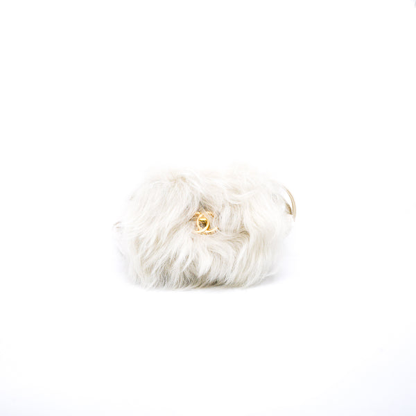 White Shearling And Lambskin Flap Bag GHW - L'UXE LINK