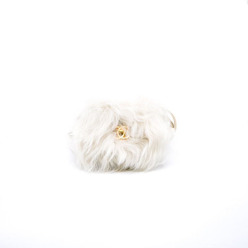 White Shearling And Lambskin Flap Bag GHW - L'UXE LINK