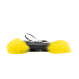 thumbnail monster micro buggie baguette in black leather/yellow fox fur phw