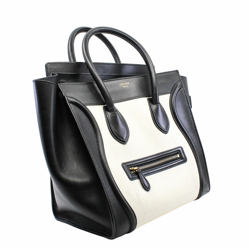 LUGGAGE BAG MICRO  LEATHER WHITE BLACK GHW - L'UXE LINK