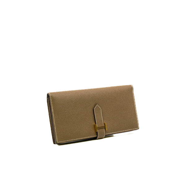 Bearn Long Wallet In Etoupe Epsom Leather GHW Square Q Stamp - L'UXE LINK