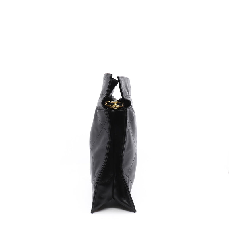 Medium Classic Black Lambskin Leather Pocket Bag GHW With Chain Seri 30 - L'UXE LINK