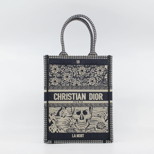 La Mort Vertical In Navy/Beige Canvas Book Tote – L'UXE LINK