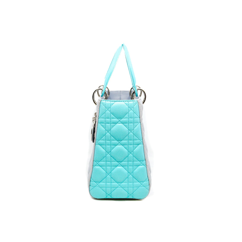 medium lady dior in calfskin grey/blue phw 2013