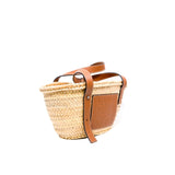 thumbnail Small Basket in Raffia/Calfskin brown PHW
