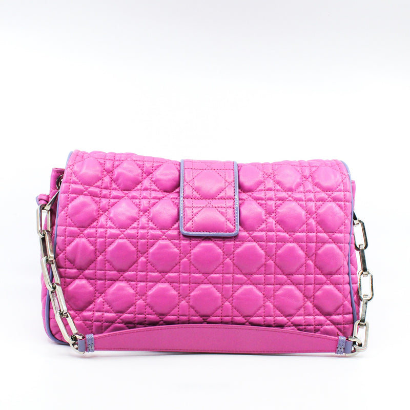 Miss Promenade Cannage Pink Lambskin Flap Bag PHW - L'UXE LINK