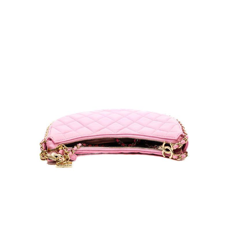 Small Pink Matelasse Coco Mark Chain Lambskin Quilted Hobo Bag GHW Seri ENKUXXXX - L'UXE LINK