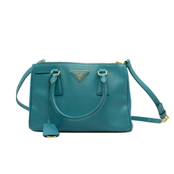 Small Saffiano Lux Galleria Double Zip Tote GHW - L'UXE LINK