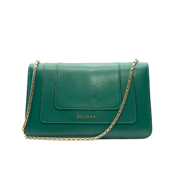 Serpenti Forever Chain Wallet in calfskin green ghw - L'UXE LINK