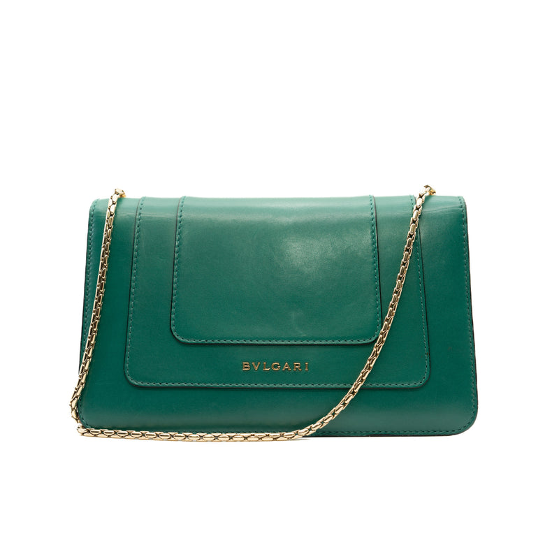 Serpenti Forever Chain Wallet in calfskin green ghw - L'UXE LINK