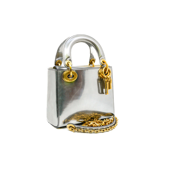 lady dior in silver patent with strao GHW