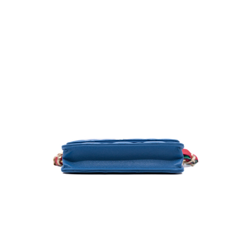 Ribbon Blue Shiny Lambskin Leather Belt Bag GHW Seri 31 - L'UXE LINK