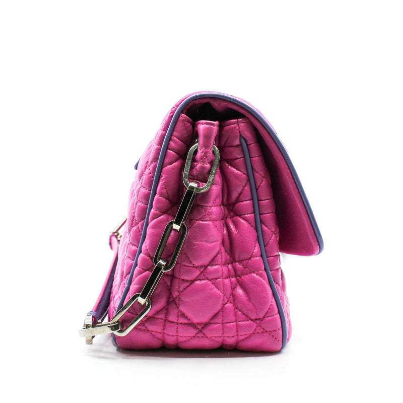 Miss Promenade Cannage Pink Lambskin Flap Bag PHW - L'UXE LINK