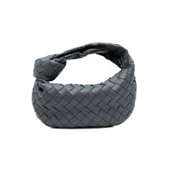Jodie mini knotted intrecciato leather tote in grey