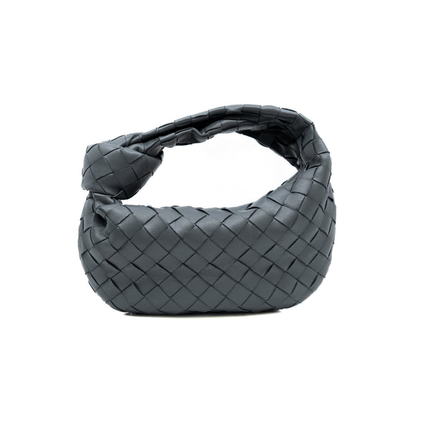 Jodie mini knotted intrecciato leather tote in grey