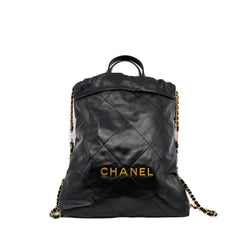 Small 22 Backpack Black Calfskin Ghw - L'UXE LINK