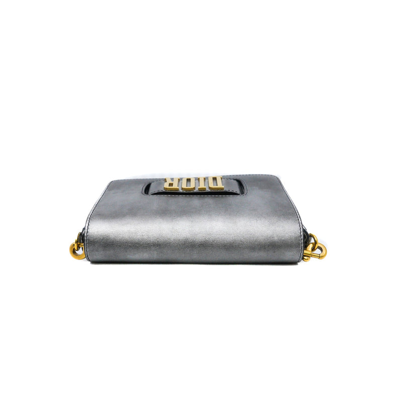 j'a flap bag in silver gray leather frame
