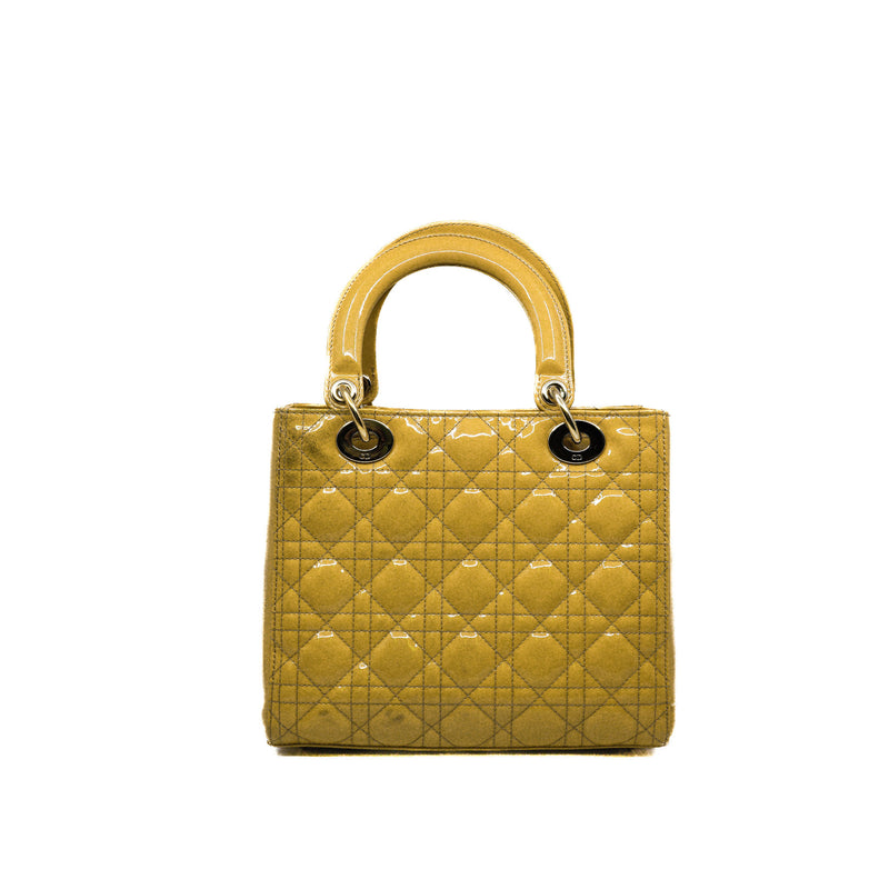 Metallic Patent Cannage Medium Lady Dior Yellow GHW 2011