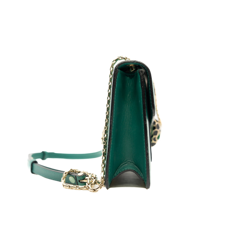 Serpenti Forever Chain Wallet in calfskin green ghw - L'UXE LINK