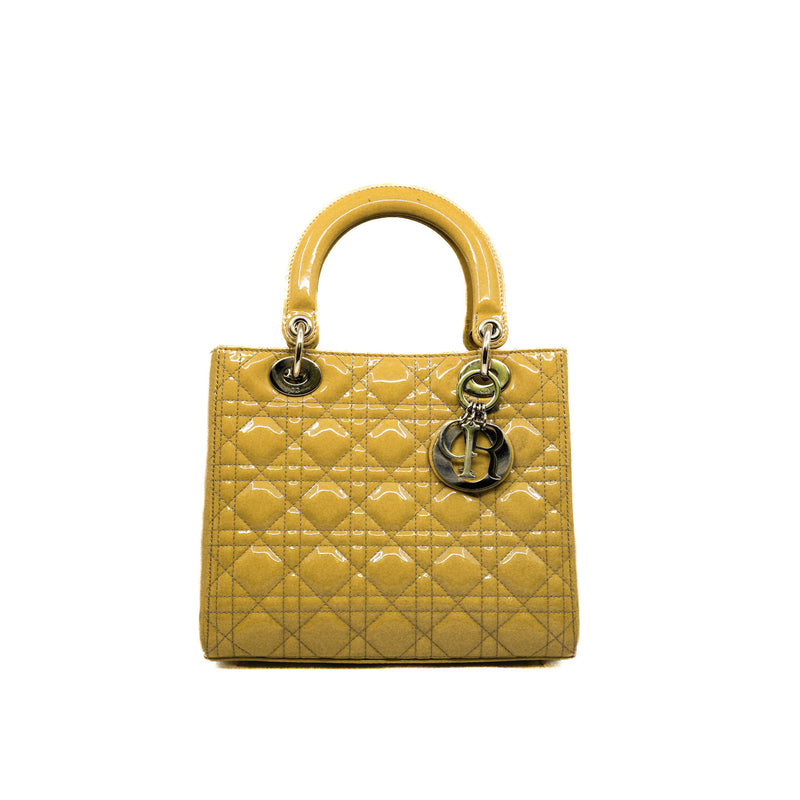 Metallic Patent Cannage Medium Lady Dior Yellow GHW 2011