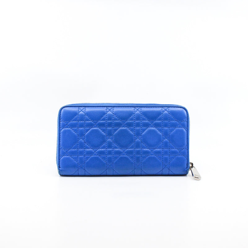 Zip Around Escapade In Blue Lambskin Wallet PHW - L'UXE LINK