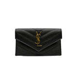thumbnail cassandre matelasse fragments flap card holder in black poudre leather ghw