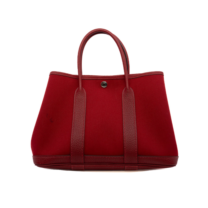 Garden Party 30 Fabric/Leather Red Rouge Piment PHW Y Stamp - L'UXE LINK