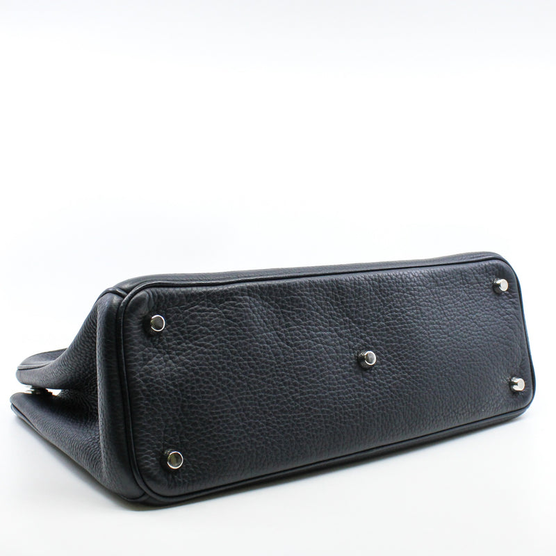 Medium Diorissimo In Black/Red Pebbled Calfskin Leather Handbag PHW With Strap - L'UXE LINK