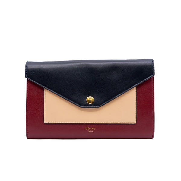 Pocket Envelope Wallet on Chain Leather Large GHW - L'UXE LINK