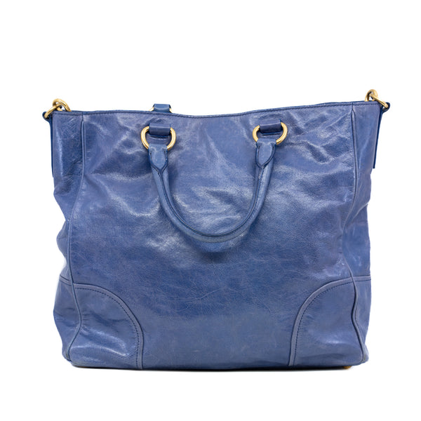 tote with top handle and strap in leather purple ghw - L'UXE LINK