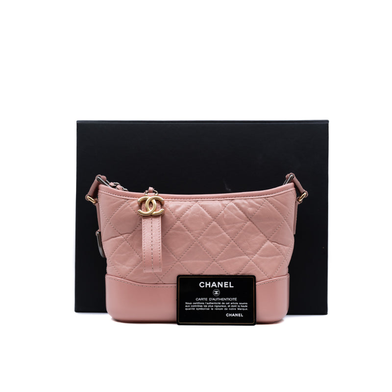 Small Gabrielle In Light Pink Calfskin Hobo Bag Multicolor Hardware Seri 27 - L'UXE LINK