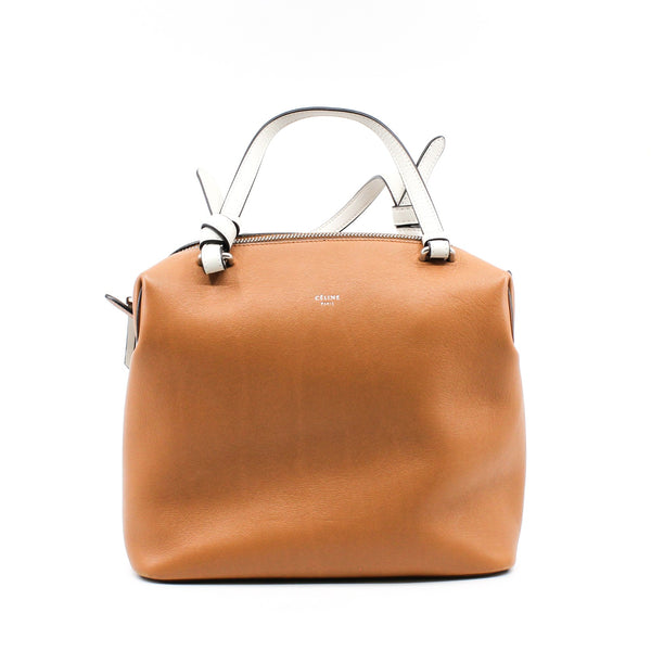 tote brown mix white zippy bag