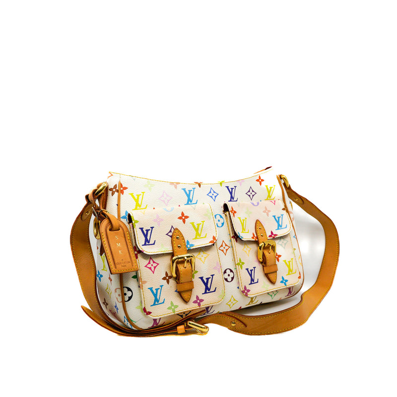Lodge GM In Monogram White/Multicolor Shoulder Bag GHW (Tag With Stamp) - L'UXE LINK